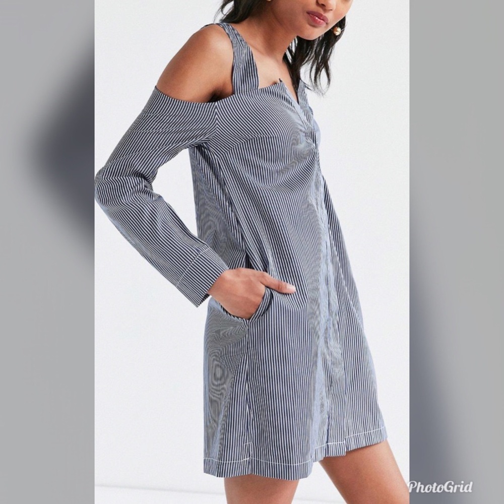 Six Crisp Days Button Down Cold Shoulder Dress